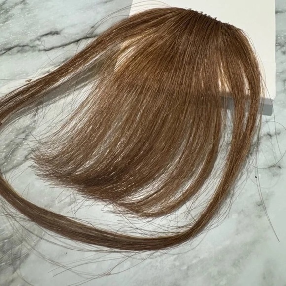 Natural Light Brown 100% Human hair Clip-In Bangs - Picture 3 of 8